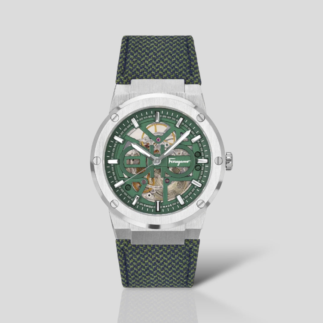 Green skeleton watch hotsell