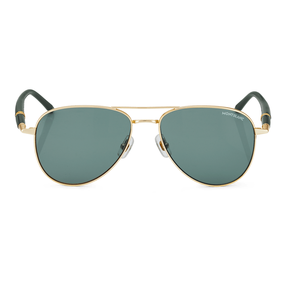 LENTES MONTBLANC CUADRADOS CON MONTURA METÁLICA DORADA. 133466