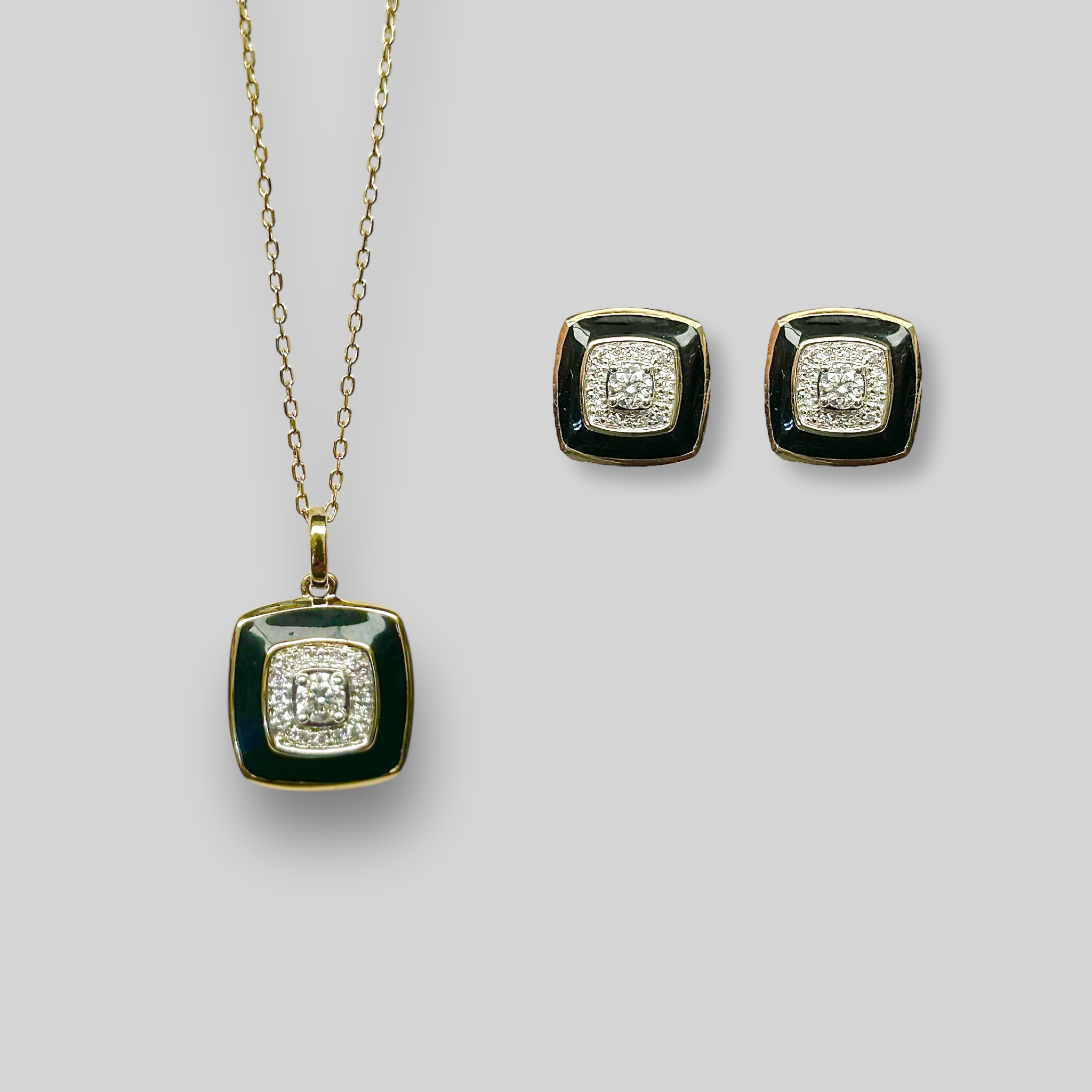 Juego 14K, brillantes y onix. Ref: ASP25