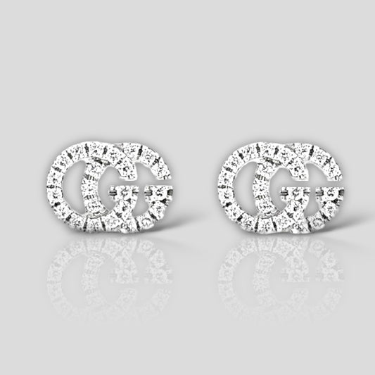 GUCCI Aretes Oro Blanco 18K y Diamantes Ref:YBD481678001