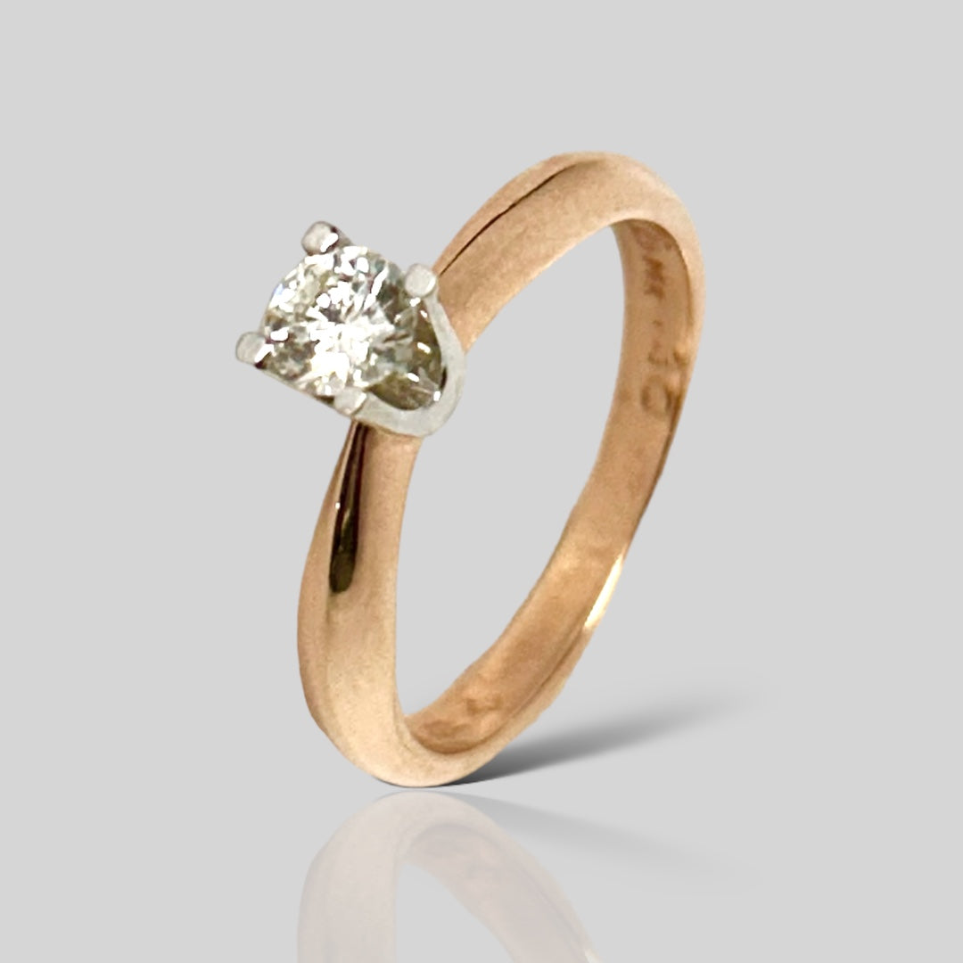 Anillo de Compromiso 14K y Br .30ct E-186-30-RB