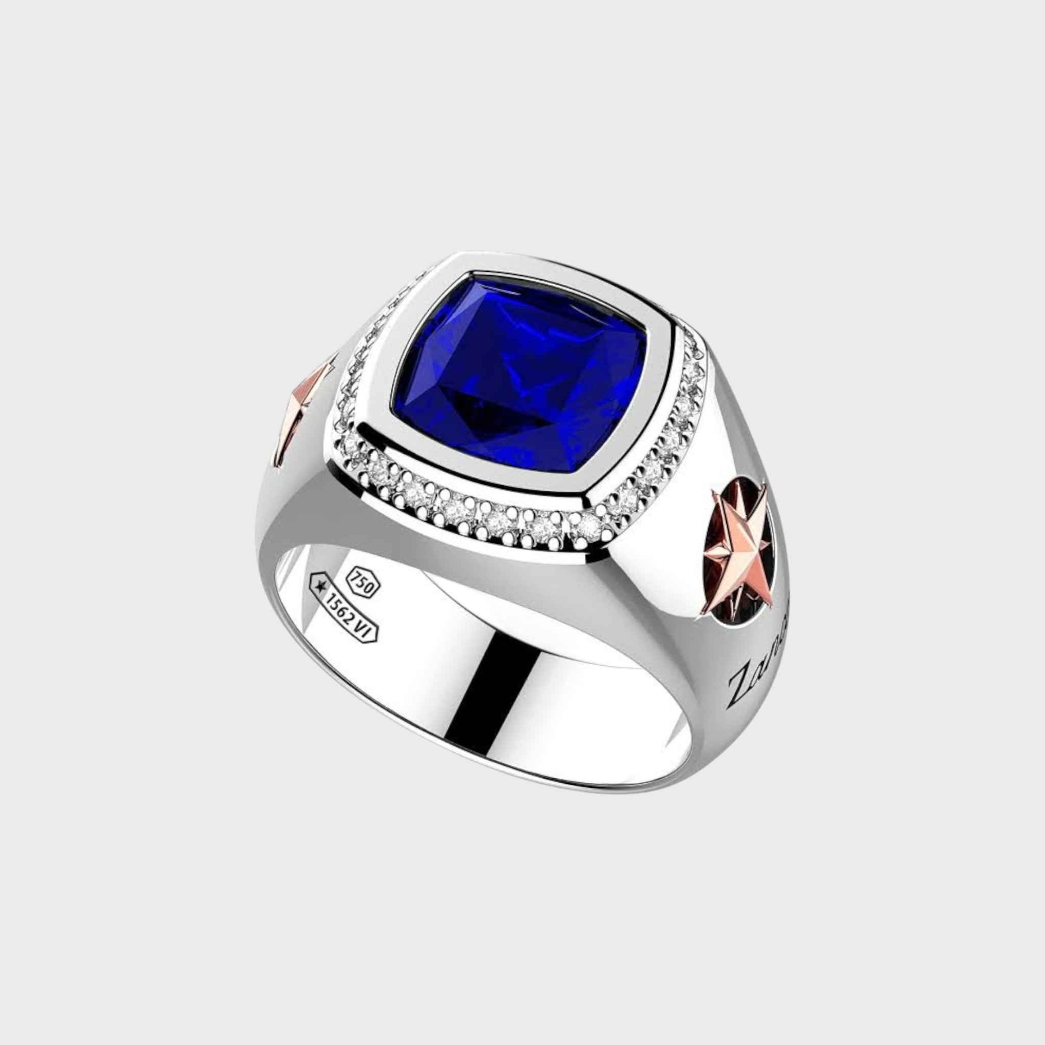 Anillo 18K, diamantes y zafiro EA317BR