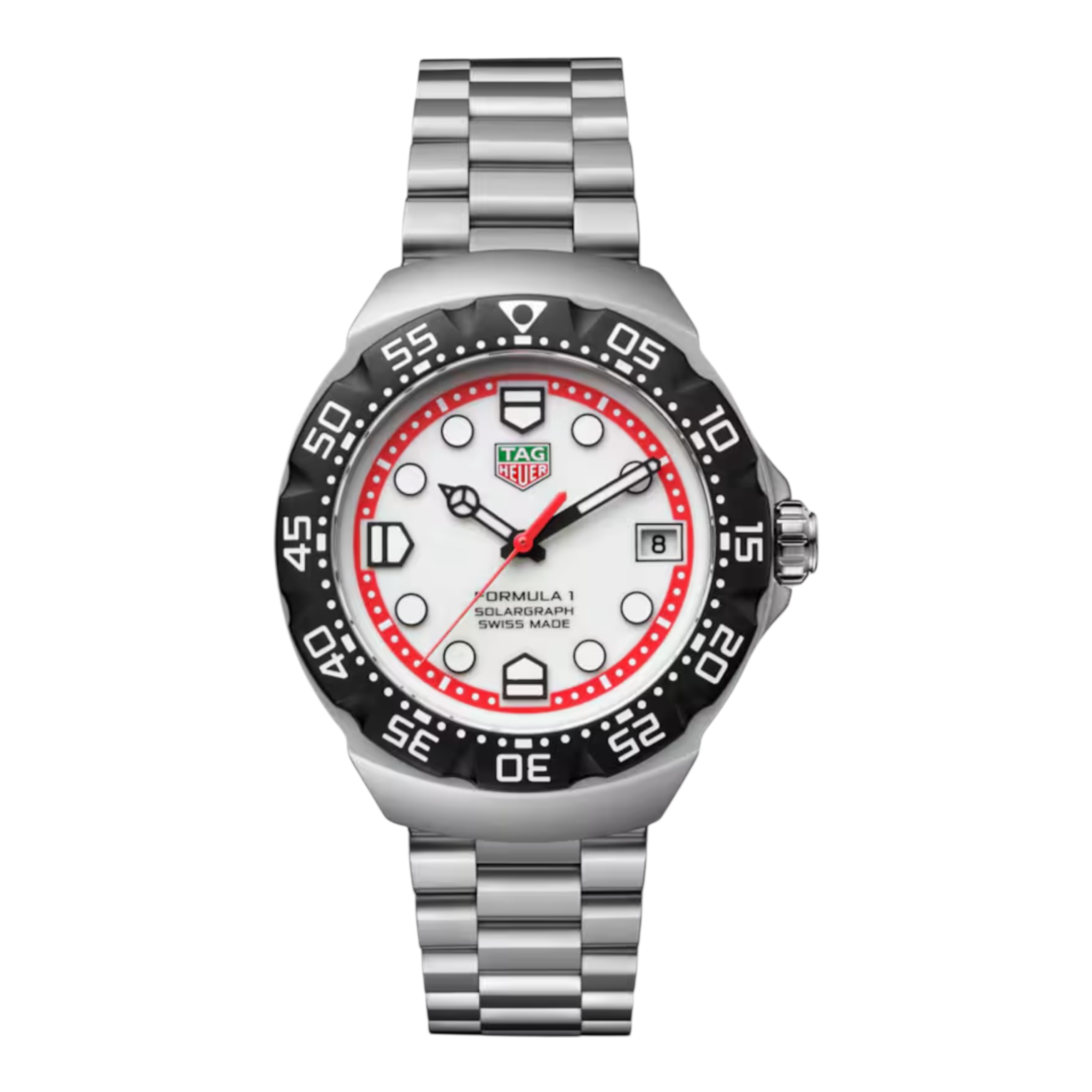 TAG HEUER FORMULA 1
SOLARGRAPH
Movimiento solar de cuarzo, 38 mm, Acero
WBY1111.BA0042