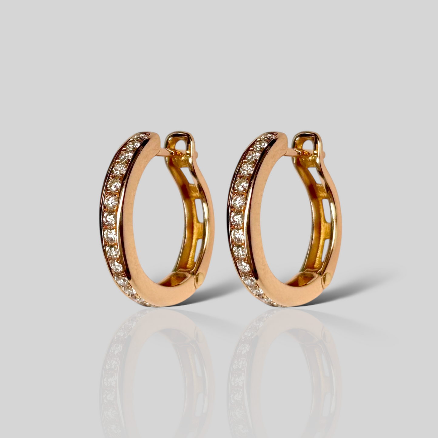 Arracadas Oro Rosa 14K y Diamantes. Mod:1812N1846S