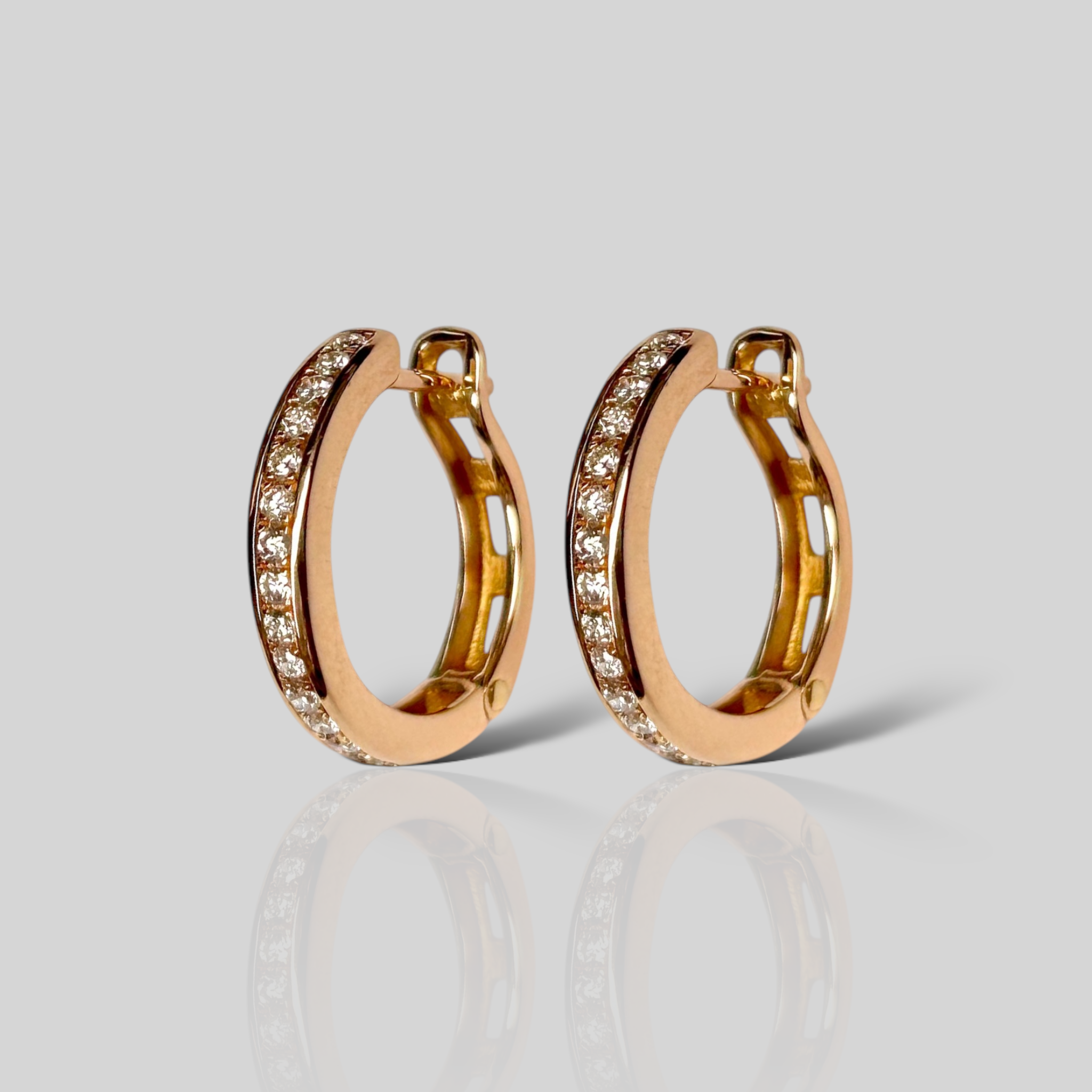 Arracadas Oro Rosa 14K y Diamantes. Mod:1812N1846S