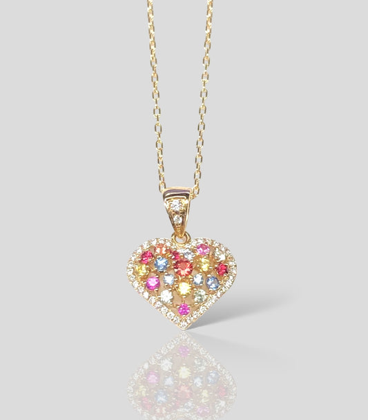 Collar Corazón, Zafiros y Diamantes CN3946MS