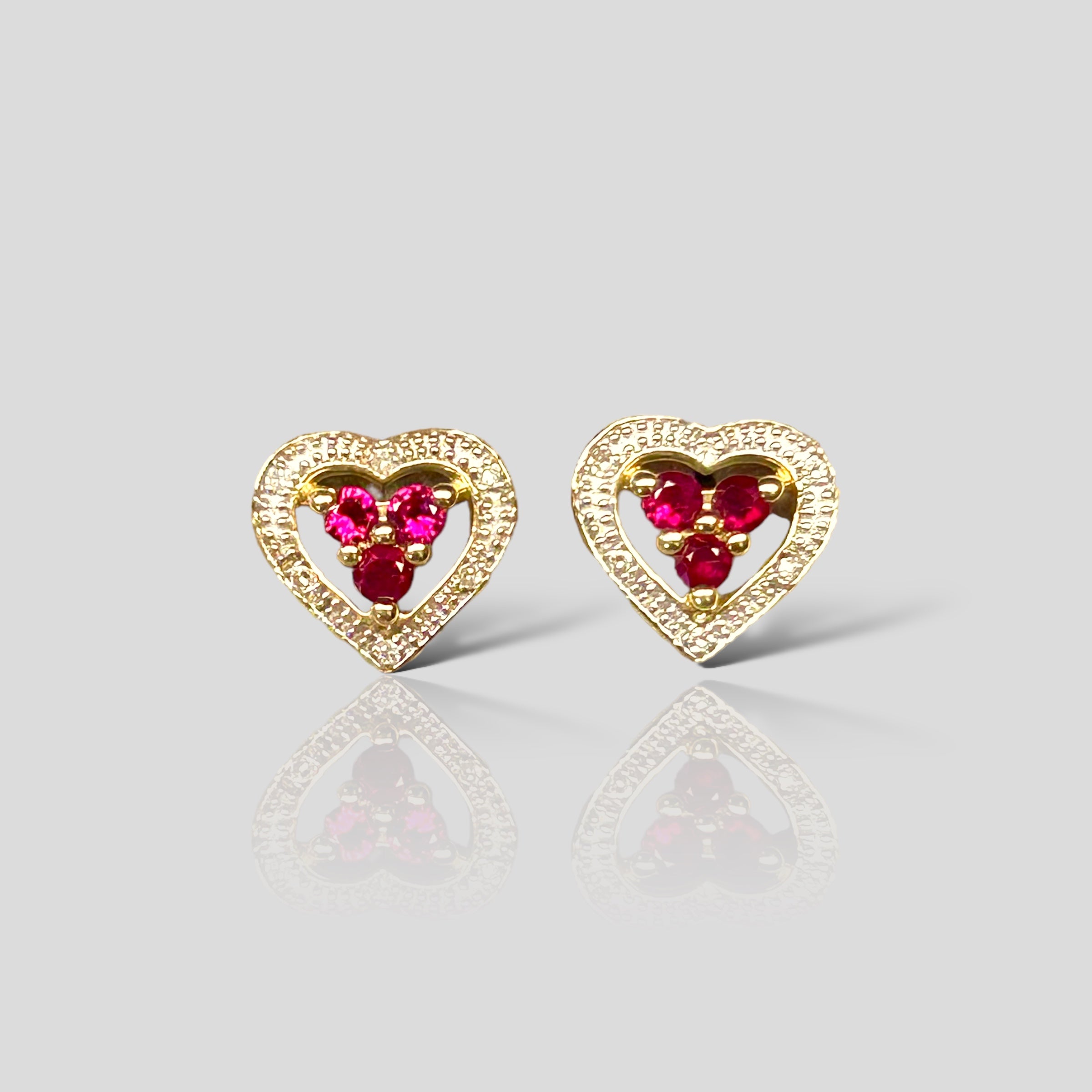 Broqueles Corazon 14K y Rubies SKS21792-RD-E