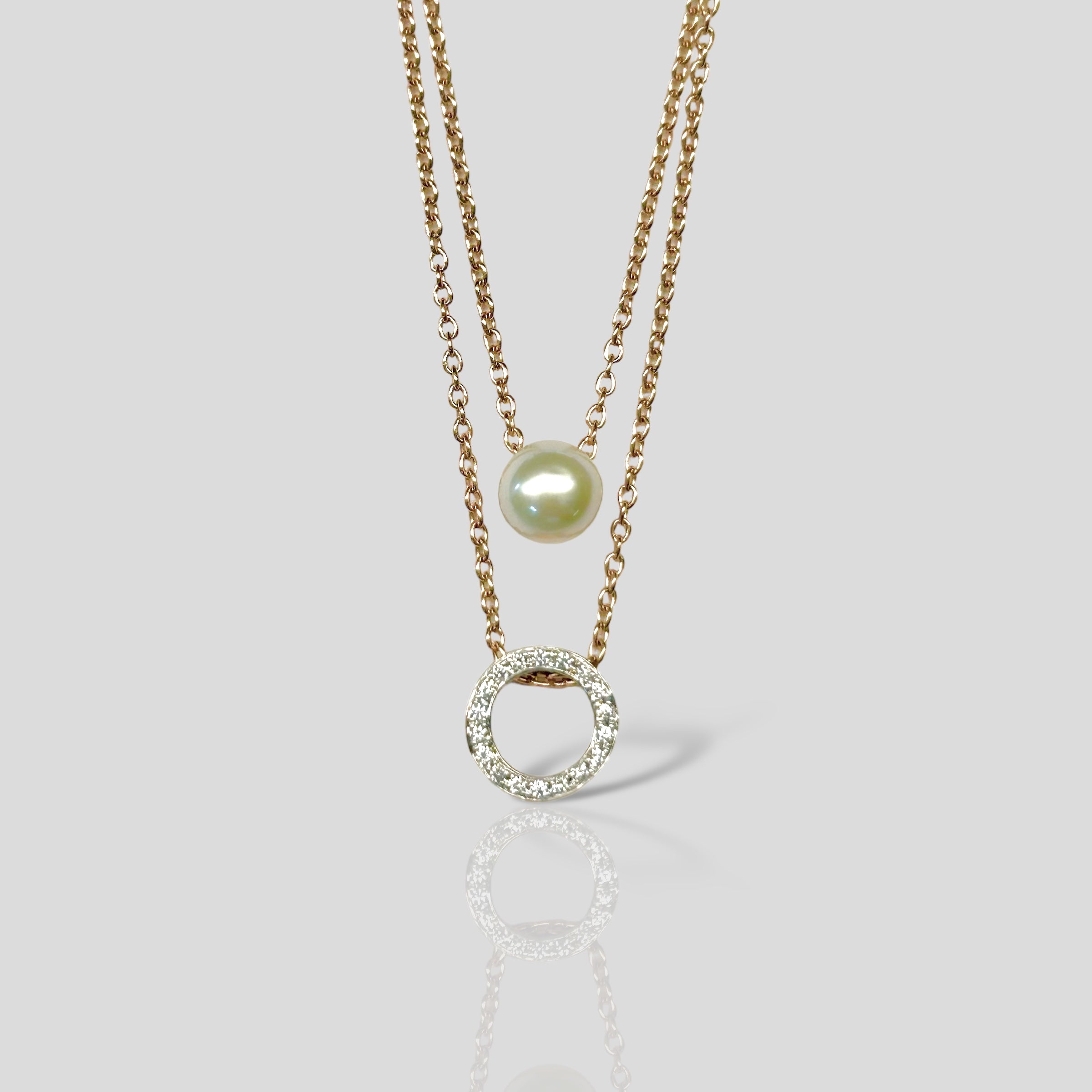 Collar 18k y diamantes con Perla 451656