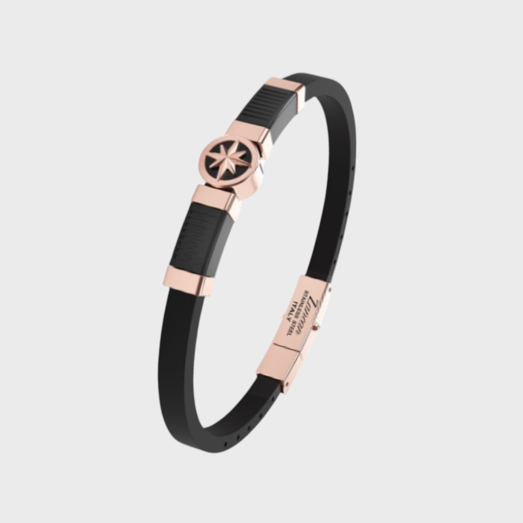 Pulsera Acero en IP Rosado y Caucho Mod:EHB425