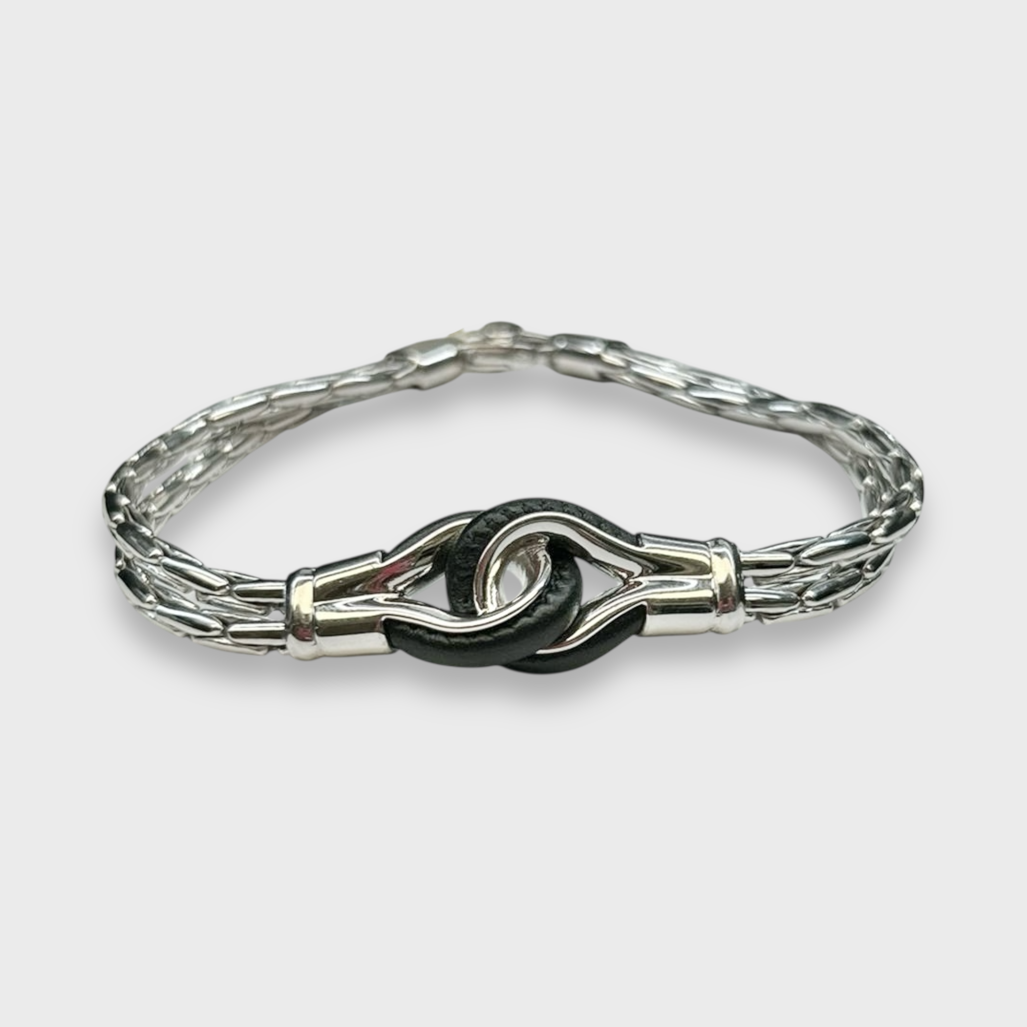 Pulsera Plata y Piel. Mod:ESB347