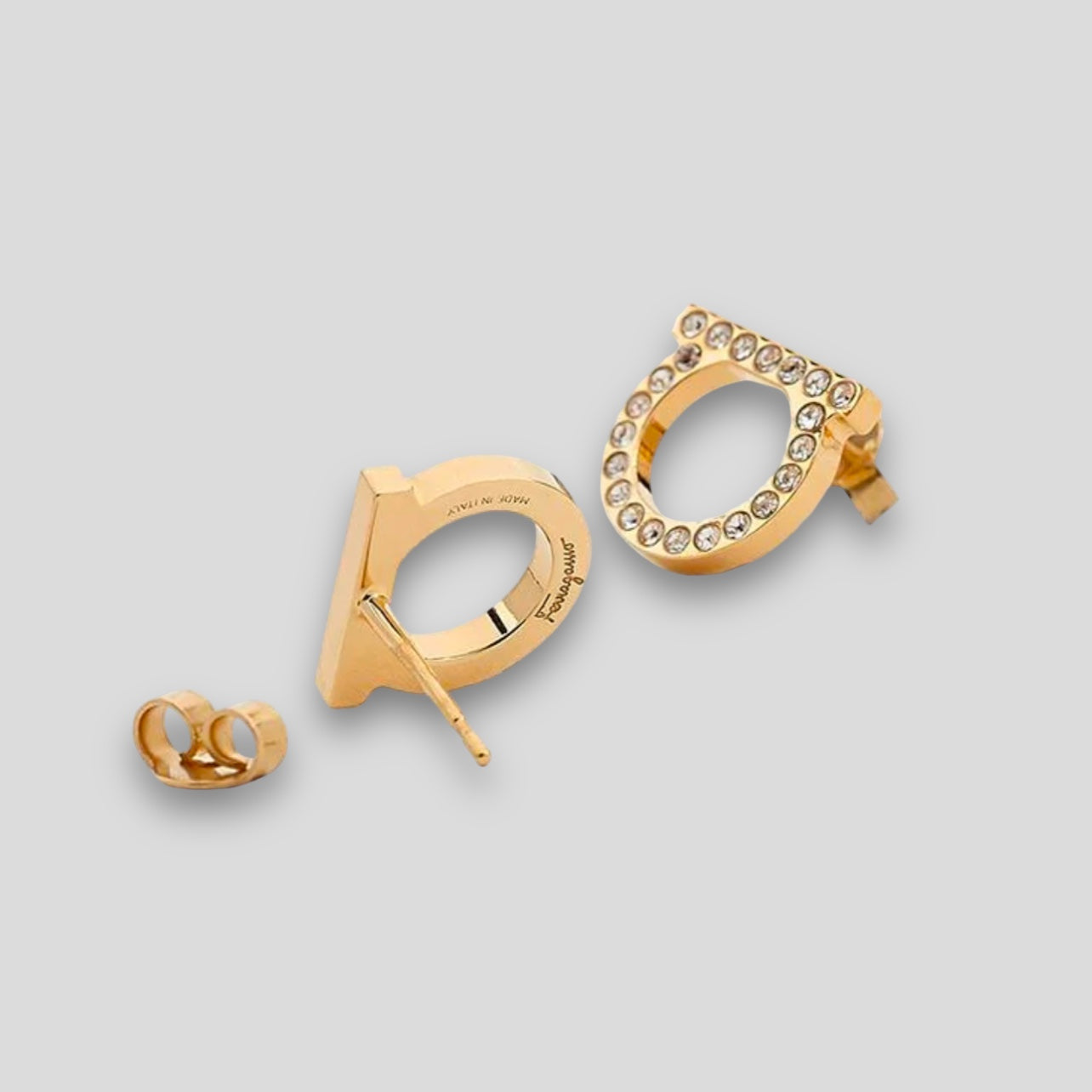 Aretes Gancini Dorados con Cristales Grandes 696573