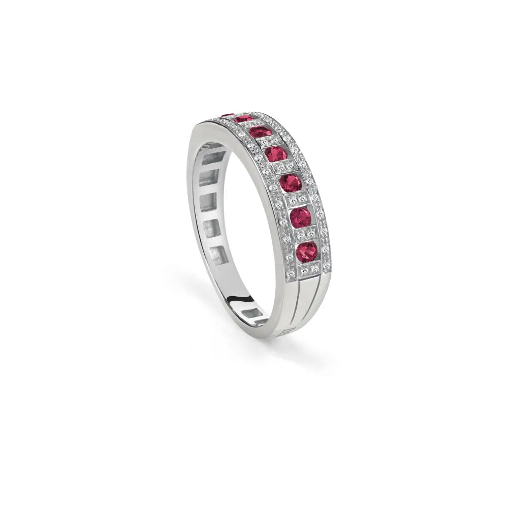 Anillo Oro Blanco 18K, Rubies y Diamantes 20059724