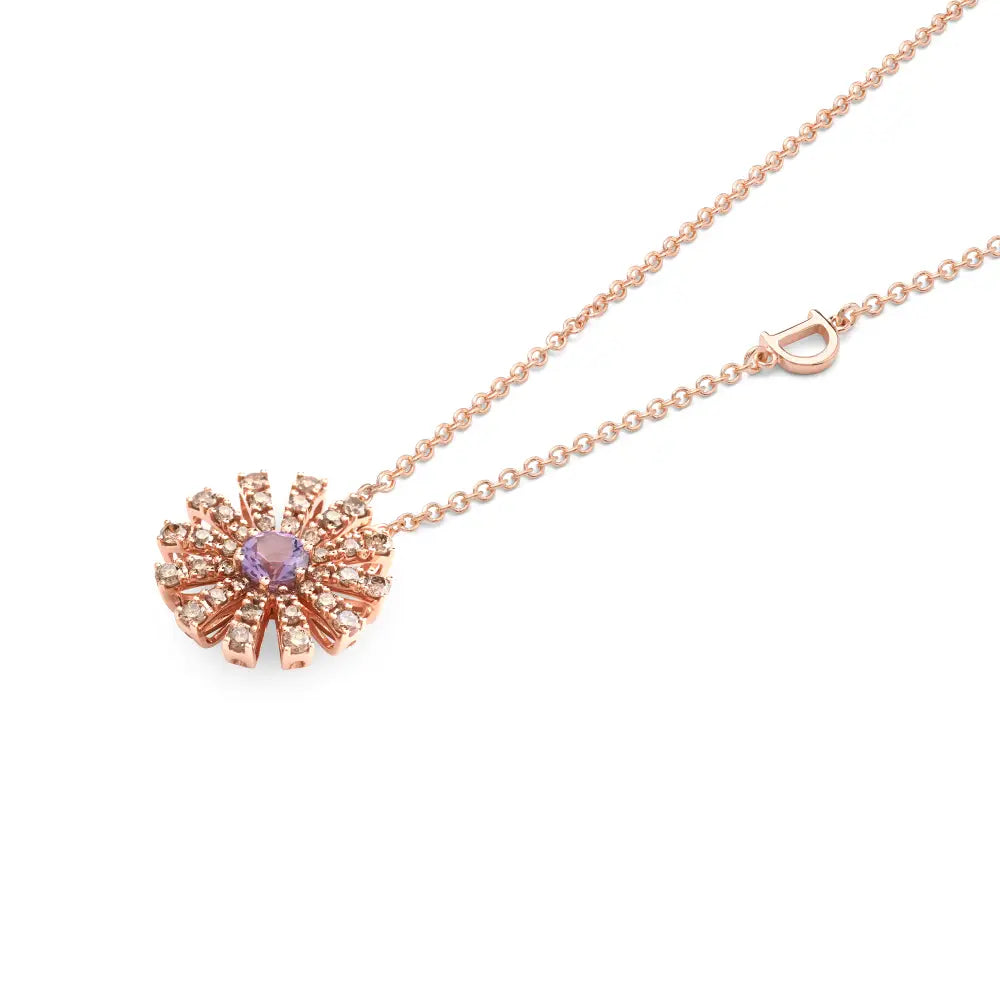 Collar Margherita Oro Rosa 18K, Amatista y Diamantes 20072766