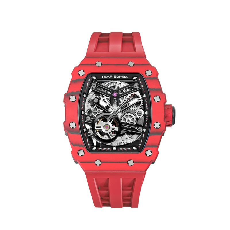 Elemental Automático Fibra de Carbono Rojo TB8208CF-37