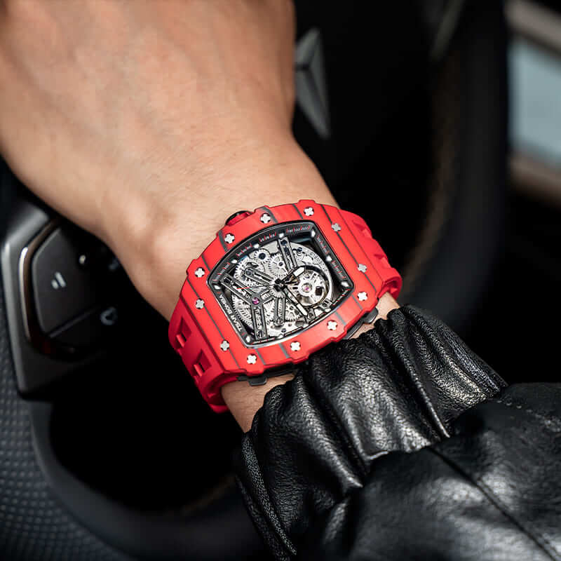 Elemental Automático Fibra de Carbono Rojo TB8208CF-37