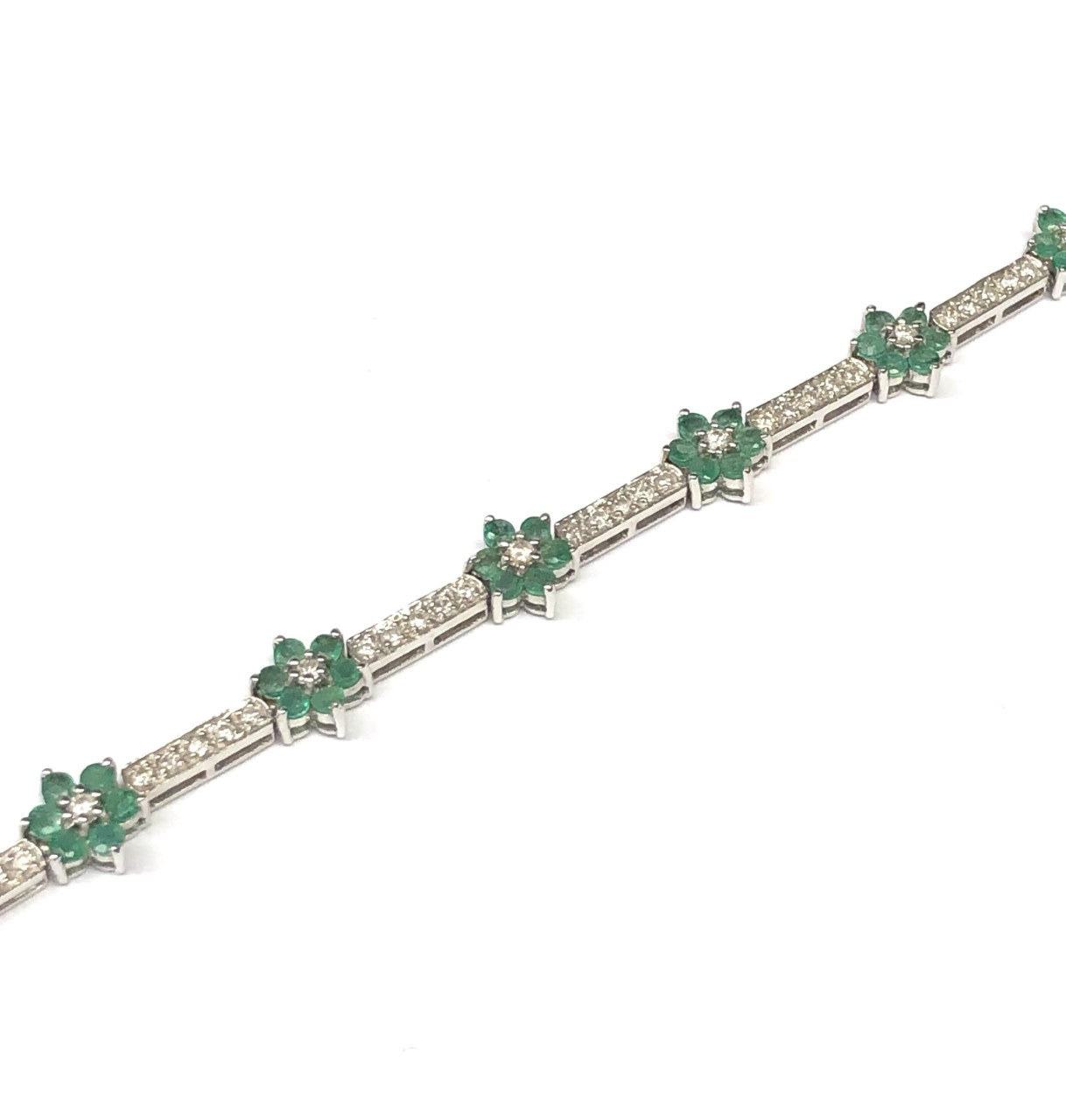 Pulsera Oro Blanco y Esmeraldas JMRPUL1205