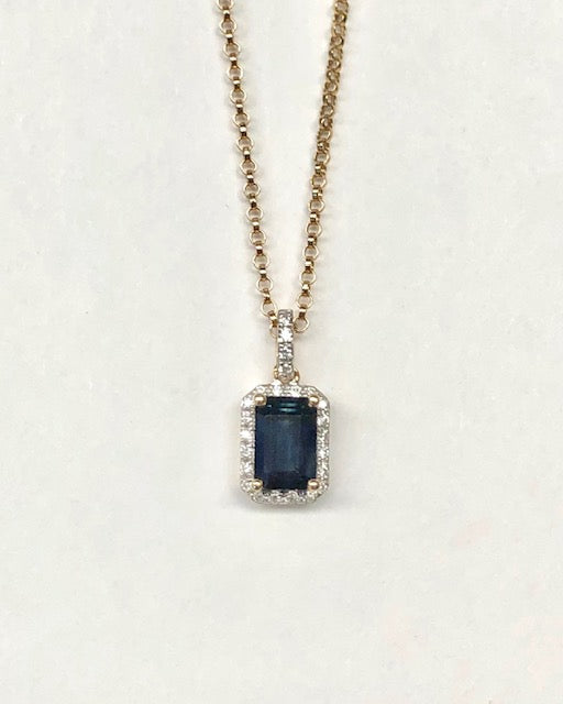 Dije 14k Zafiro y Diamantes JG72527-D